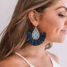 Flight To Florence Fan Earrings In Navy Image - 1