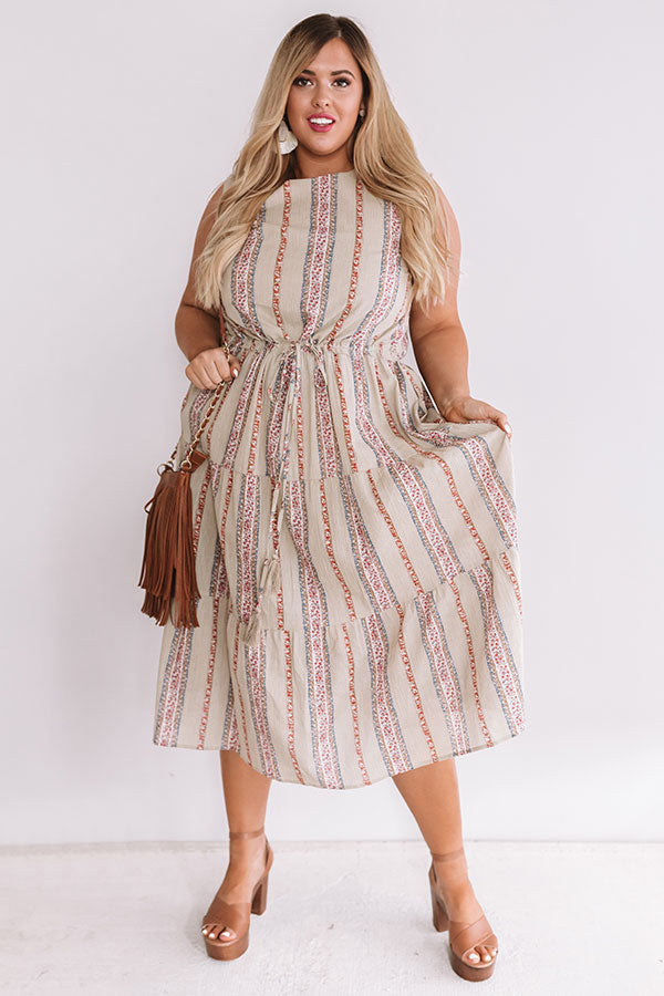 Sunset Twirls Stripe Midi in Taupe Curves Image - 1