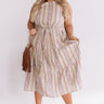 Sunset Twirls Stripe Midi in Taupe Curves Image - 1
