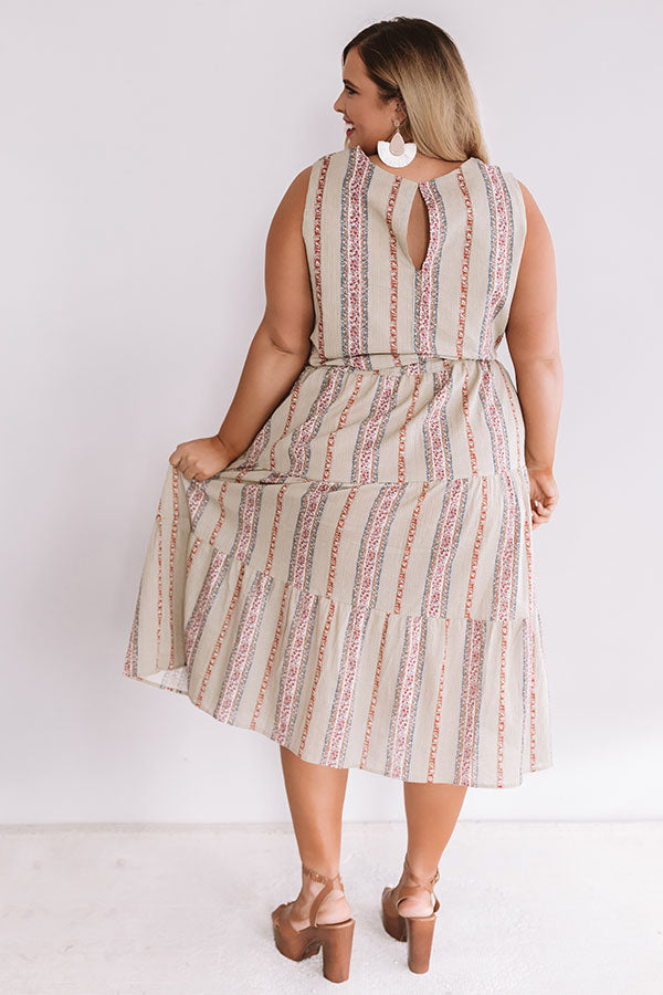 Sunset Twirls Stripe Midi in Taupe Curves Image - 4