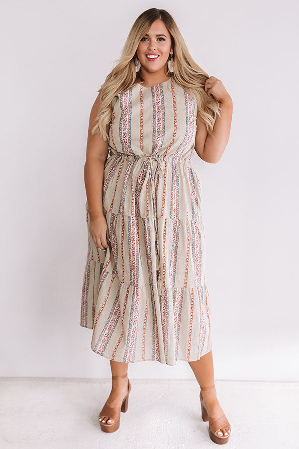 Sunset Twirls Stripe Midi in Taupe Curves Image - 3