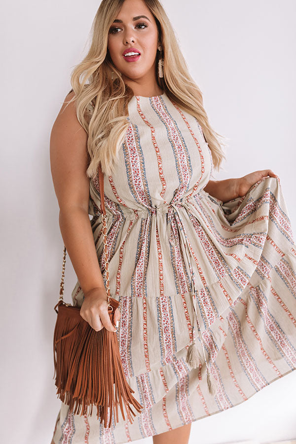 Sunset Twirls Stripe Midi in Taupe Curves Image - 2