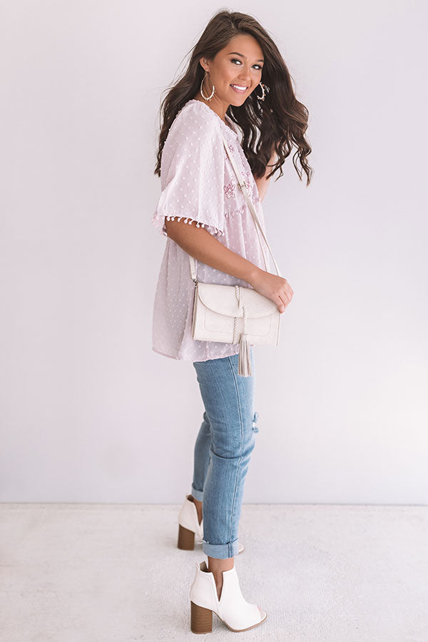 Brunch And Bliss Embroidered Babydoll Top in Blush Image - 4