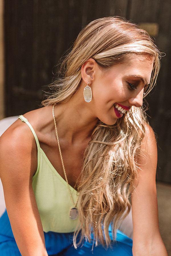 Kendra Scott Elle Gold Drop Earrings in Slate Cat's Eye Image - 1