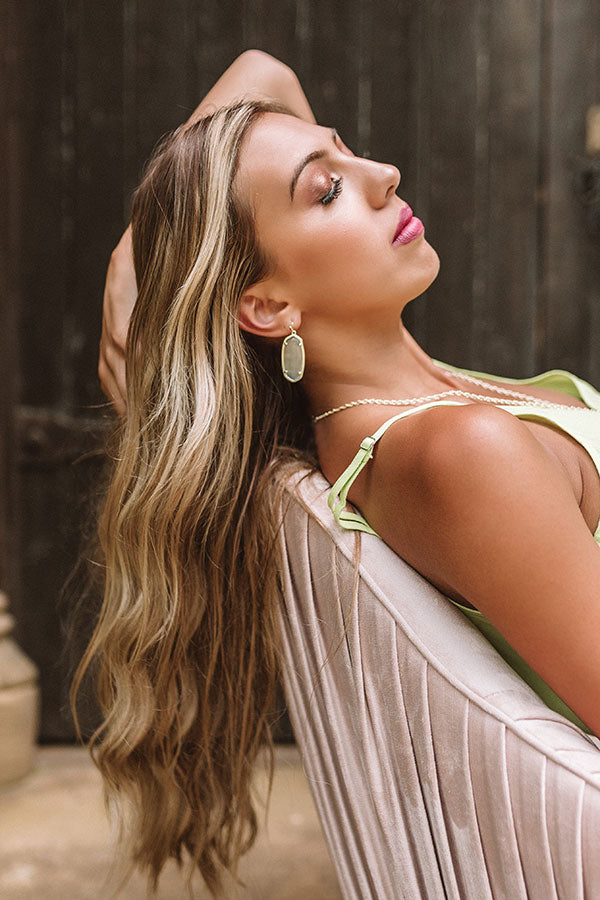 Kendra Scott Elle Gold Drop Earrings in Slate Cat's Eye Image - 2