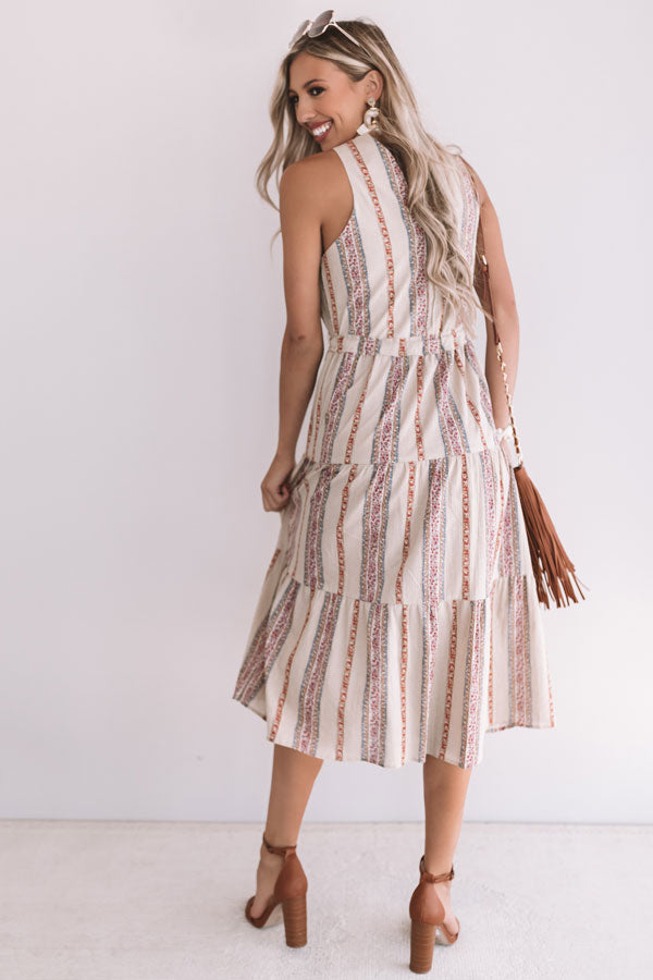 Sunset Twirls Stripe Midi in Taupe Image - 4