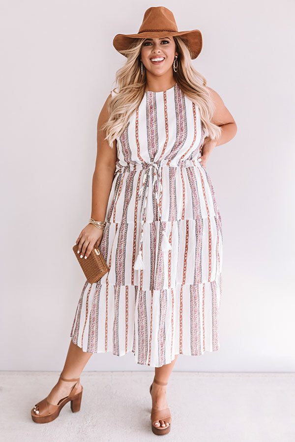 Sunset Twirls Stripe Midi in White Curves Image - 1