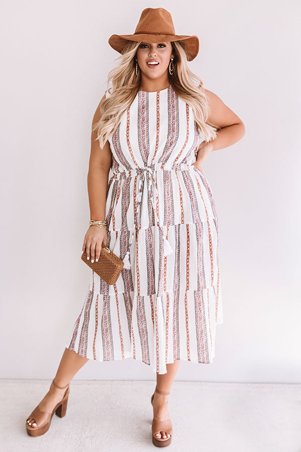 Sunset Twirls Stripe Midi in White Curves Image - 3