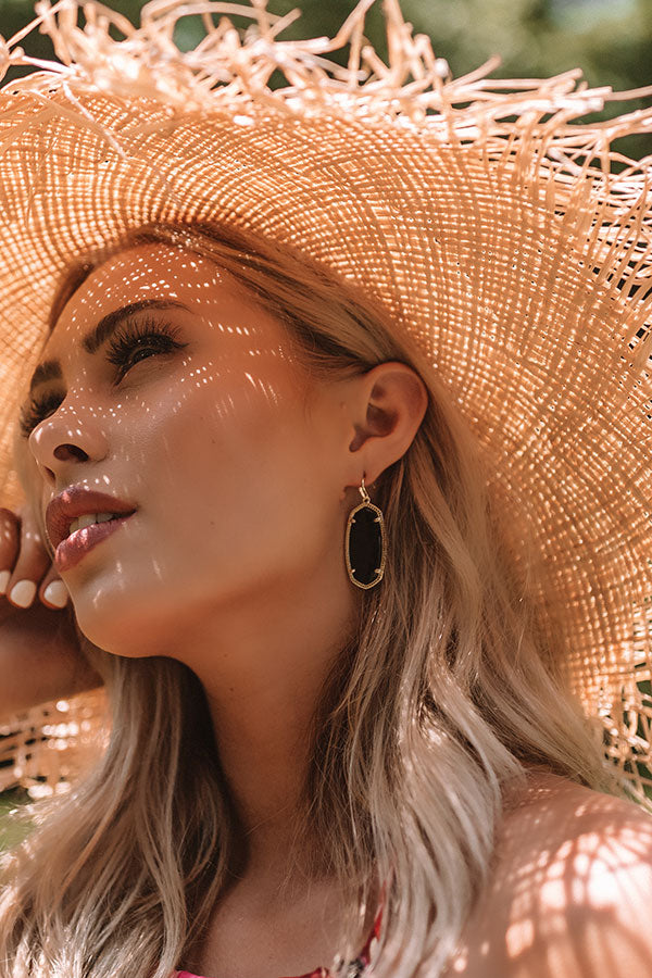 Kendra Scott Elle Gold Drop Earrings in Black Opaque Glass Image - 2