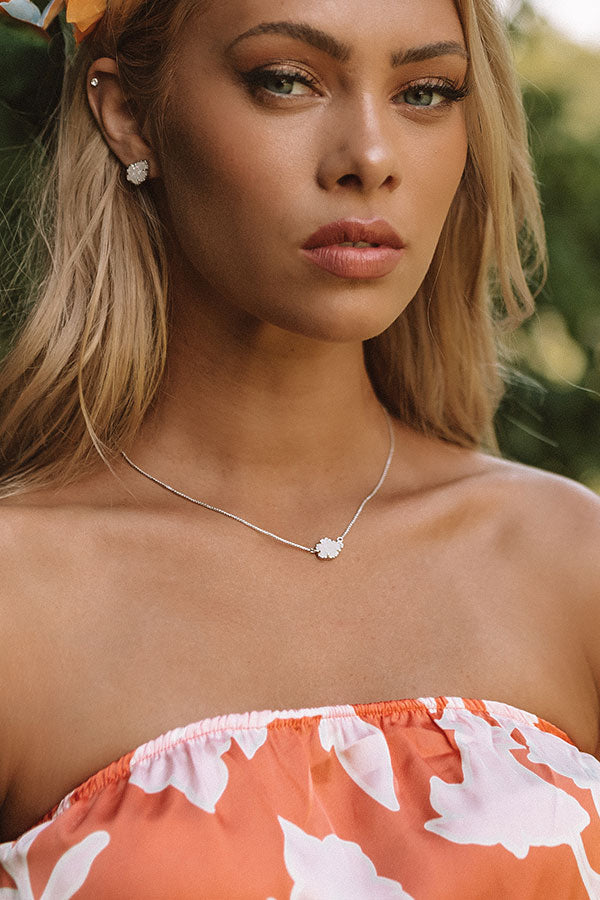 Kendra Scott Tess Silver Pendant Necklace in Iridescent Drusy Image - 2