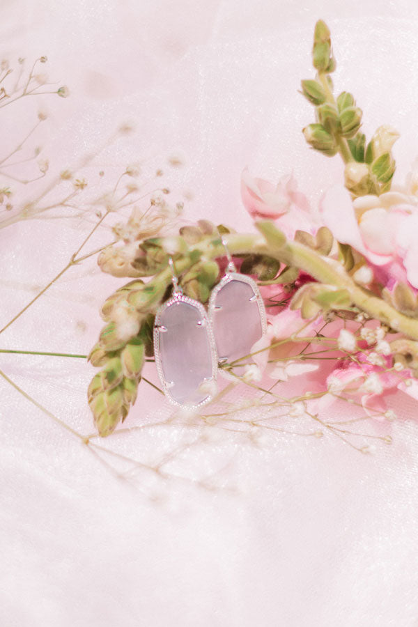 Kendra Scott Elle Silver Drop Earrings in Slate Cat's Eye Image - 2