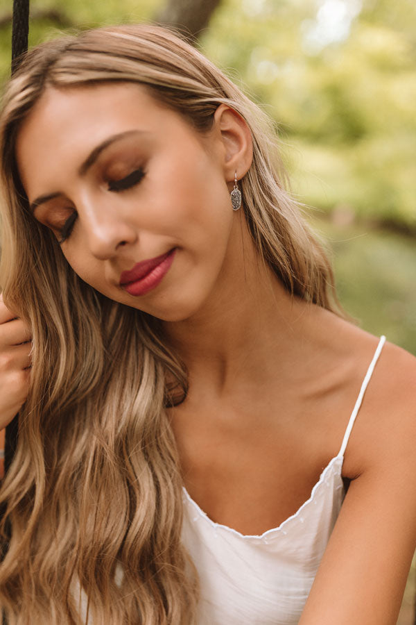 Kendra Scott Lee Silver Drop Earrings in Platinum Drusy Image - 2