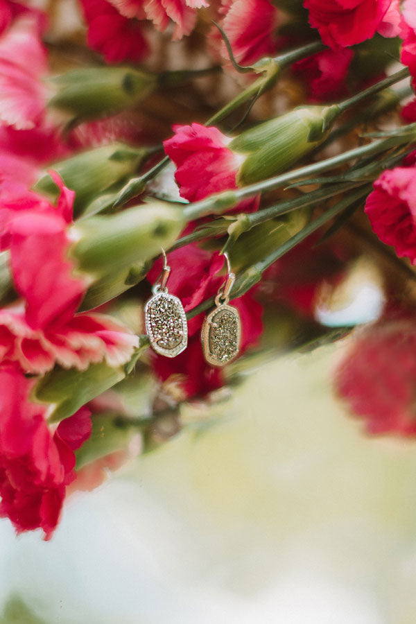 Kendra Scott Lee Silver Drop Earrings in Platinum Drusy Image - 3