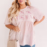 Brunch And Bliss Embroidered Babydoll Top in Blush Curves Image - 1