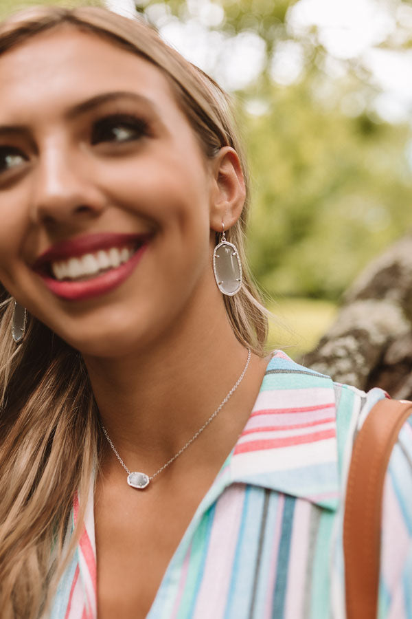 Kendra Scott Elisa Silver Pendant Necklace in Slate Cat's Eye Image - 2