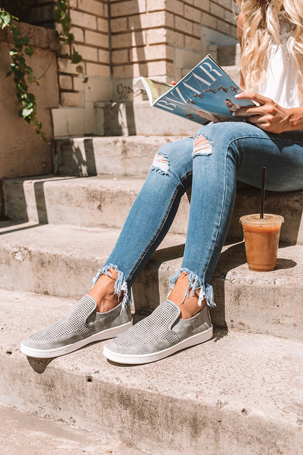 The Brantley Perforated Sneaker In Dark Grey Image - 1