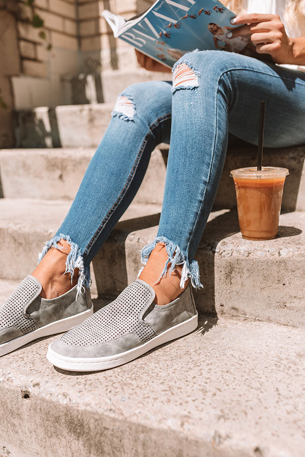 The Brantley Perforated Sneaker In Dark Grey Image - 2