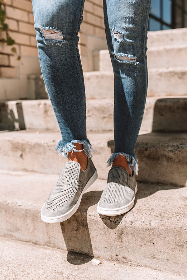 The Brantley Perforated Sneaker In Dark Grey Image - 3