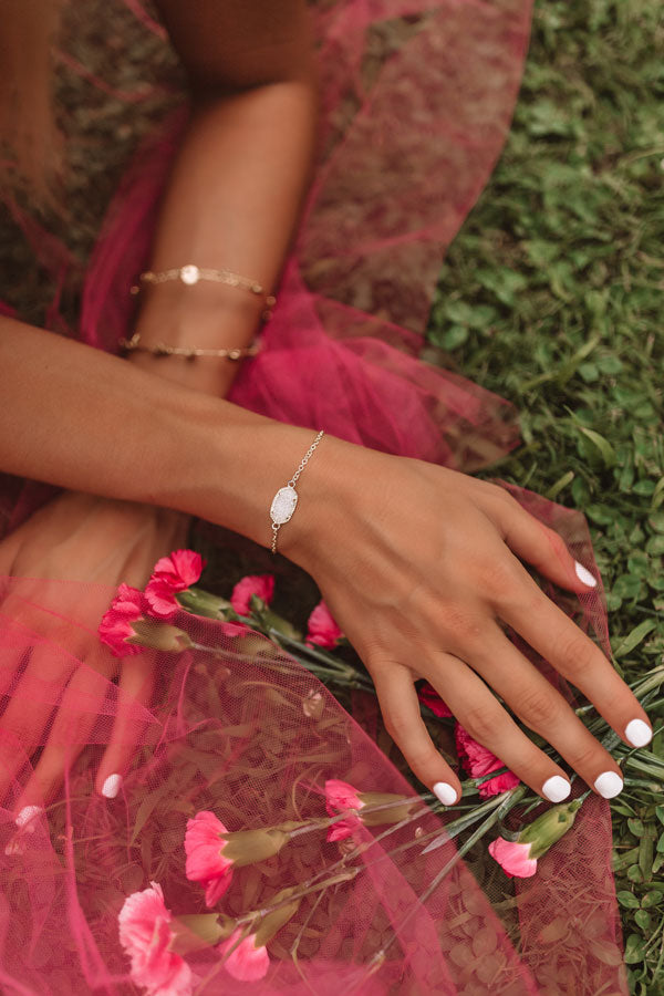 Elaina Gold Adjustable Chain Bracelet in Iridescent Drusy • Impressions