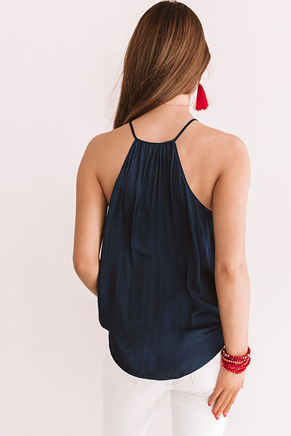 Good Spirits Button Up Tank In Navy Image - 4