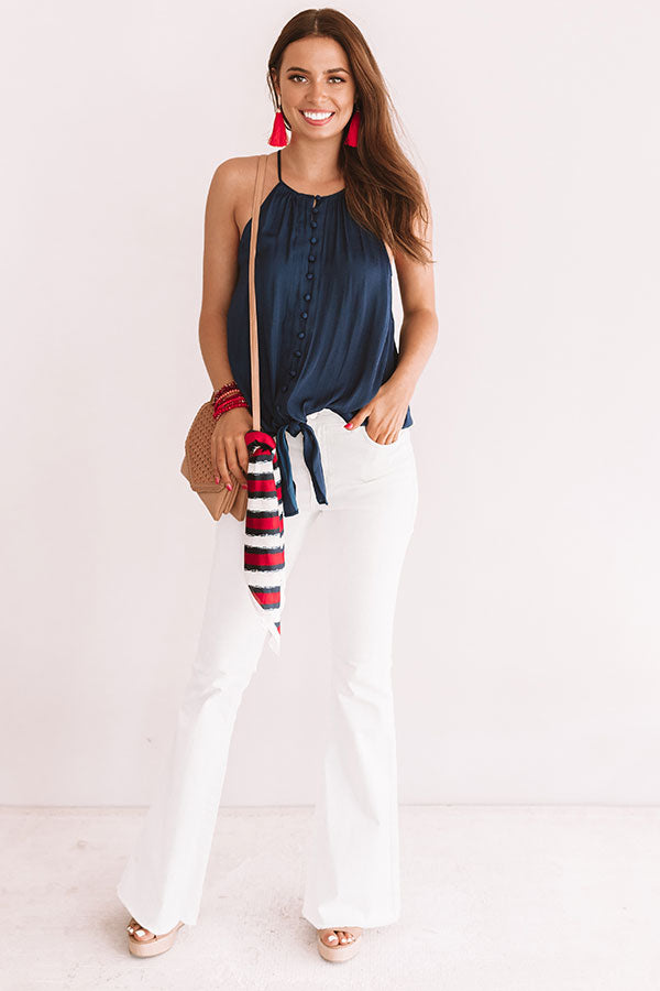 Good Spirits Button Up Tank In Navy Image - 1