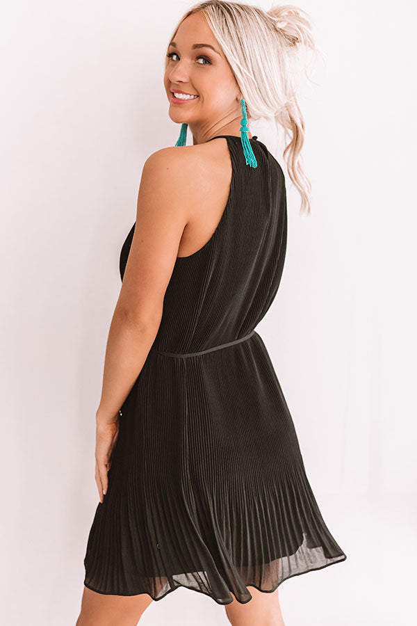 Laughing In London Pleated Dress In Black Image - 5