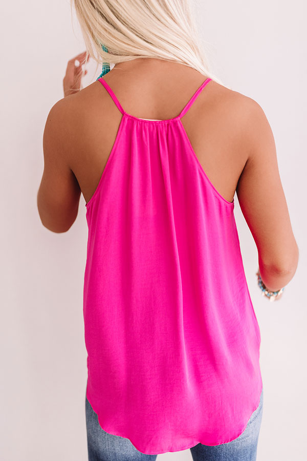 Good Spirits Button Up Tank In Hot Pink Image - 5