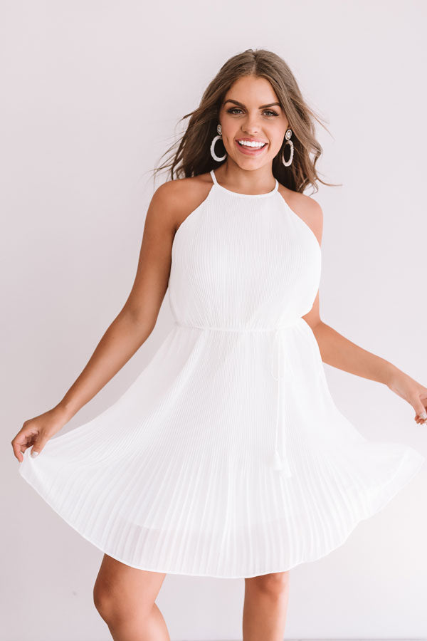 Laughing In London Pleated Dress In White Image - 4