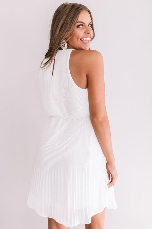 Laughing In London Pleated Dress In White Image - 5