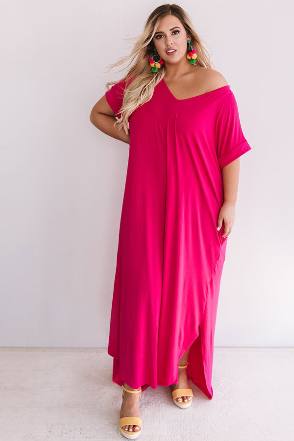 Just My Type T-Shirt Maxi In Hot Pink Curves Image - 1