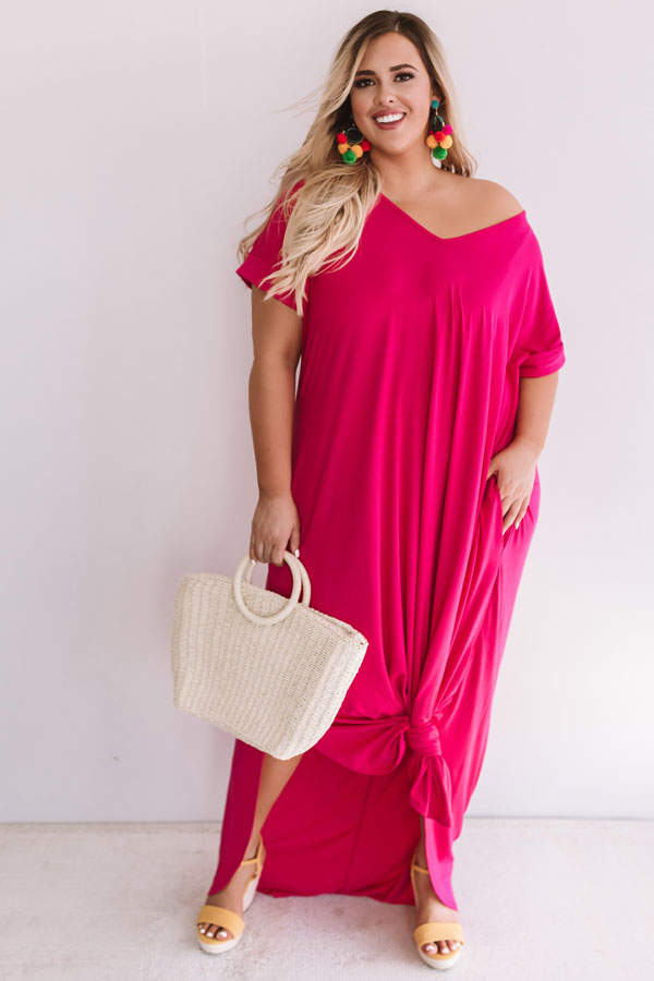 Just My Type T-Shirt Maxi In Hot Pink Curves Image - 1