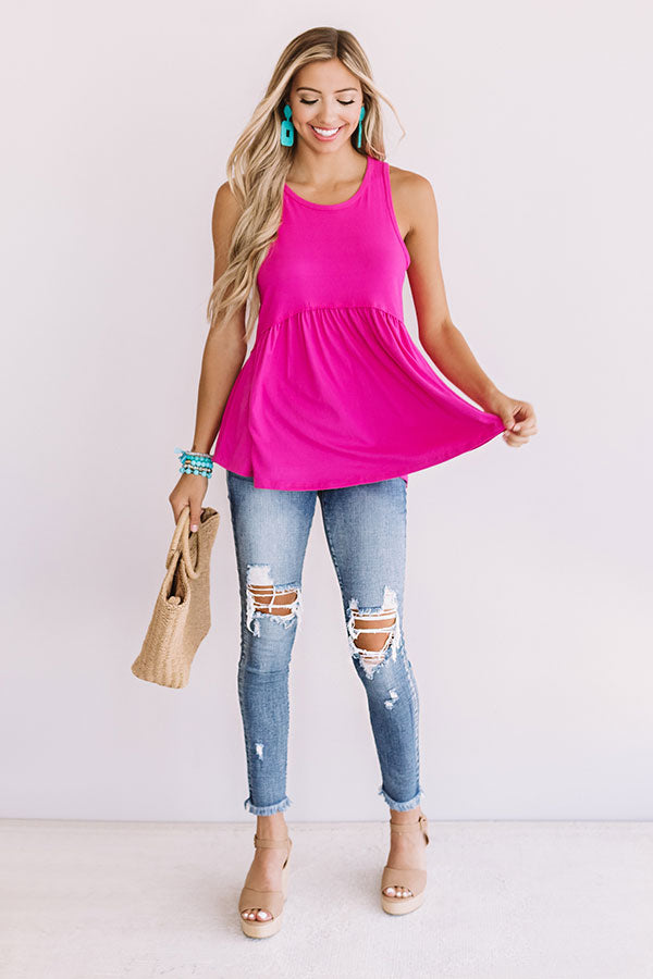 Sugar And Spritzers Babydoll Top In Hot Pink Image - 2