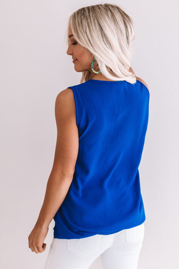 The Boardwalk Button Sweater Tank - Blue