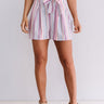 Golden Shores High Waist Stripe Shorts In Vineyard Grape Image - 1
