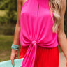 Love And Limoncello Tie Tank In Hot Pink Image - 1