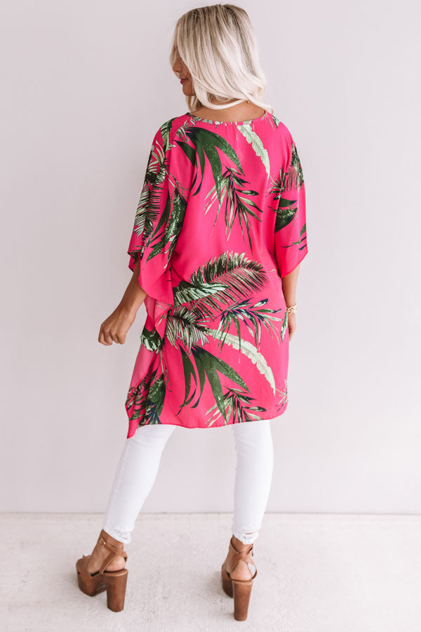So Striking Floral Shift Tunic In Hot Pink Image - 4