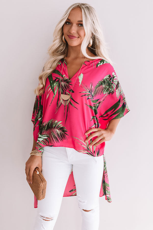 So Striking Floral Shift Tunic In Hot Pink Image - 2