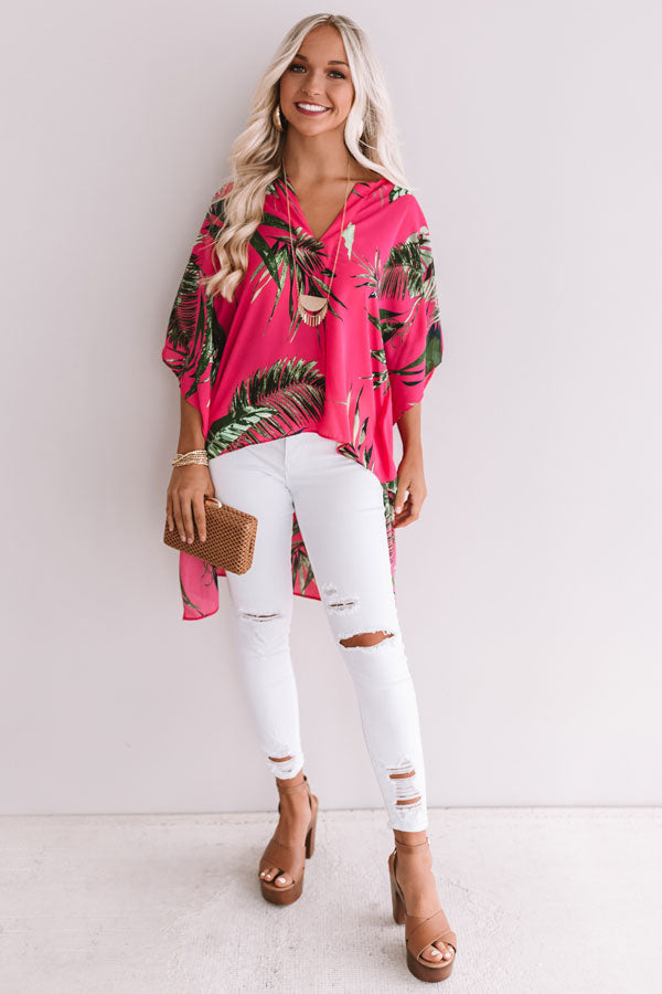 So Striking Floral Shift Tunic In Hot Pink Image - 1