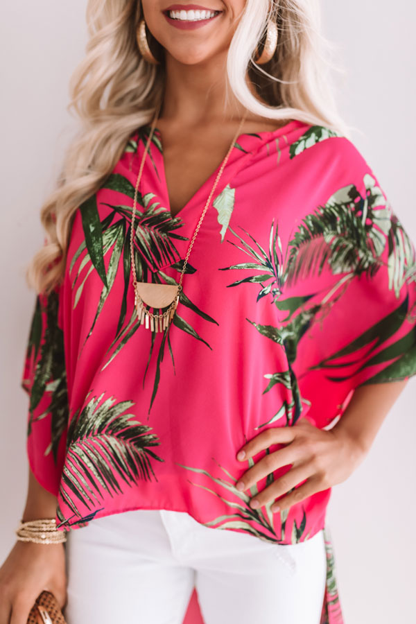 So Striking Floral Shift Tunic In Hot Pink Image - 3