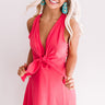 Wine And Wishes Front Tie Dress In Raspberry Image - 1