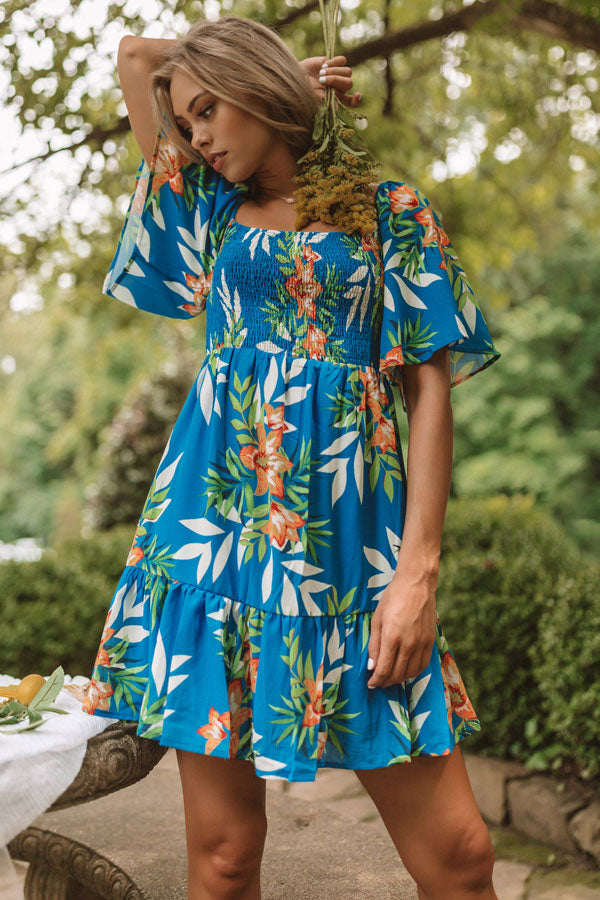 Ocean Blue Smocked Dress