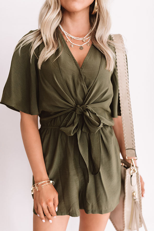 Knot In A Million Years Romper In Army Green Image - 3