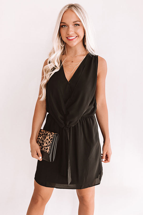 Party On Deck Front Tie Dress In Black