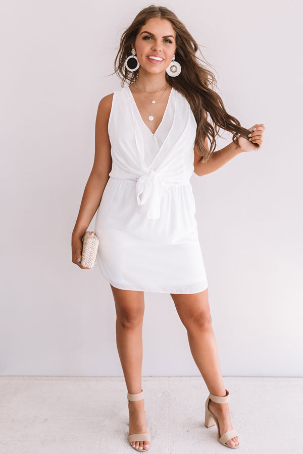 Party On Deck Front Tie Dress In White