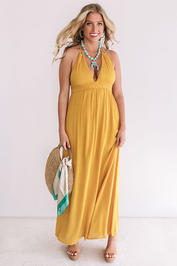 Two Steps And Twirls Halter Maxi In Mustard Image - 2