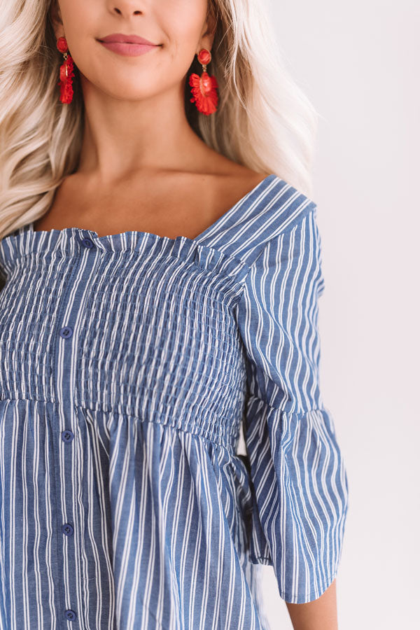 Ready Or Yacht Stripe Smocked Dress Image - 3