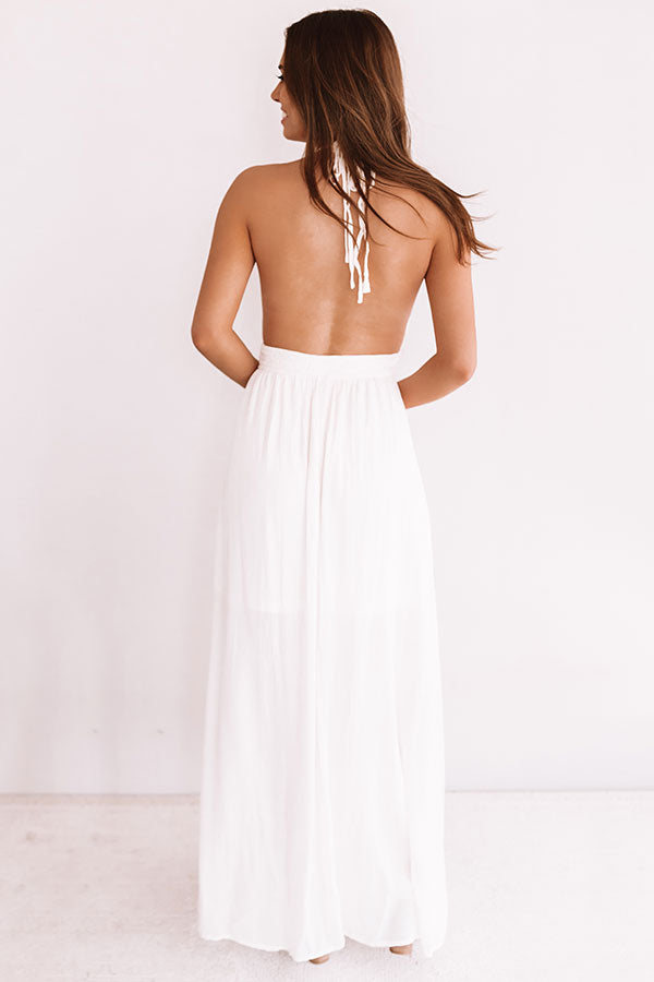 Two Steps And Twirls Halter Maxi In Cream Image - 4