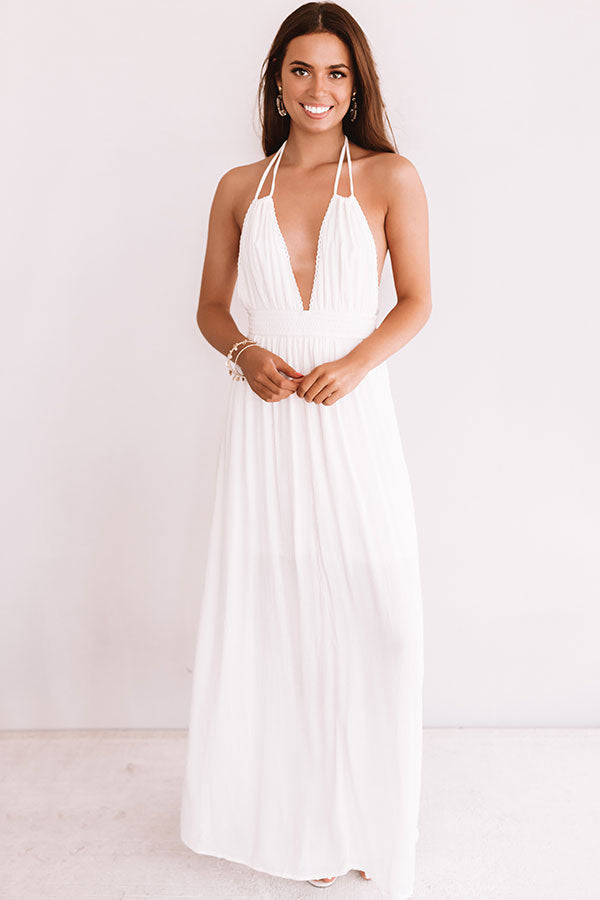Two Steps And Twirls Halter Maxi In Cream Image - 3
