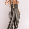 Light And Breezy Smocked Jumpsuit In Olive Image - 1