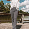 The Hayes High Waist Stripe Flares In Navy Image - 1